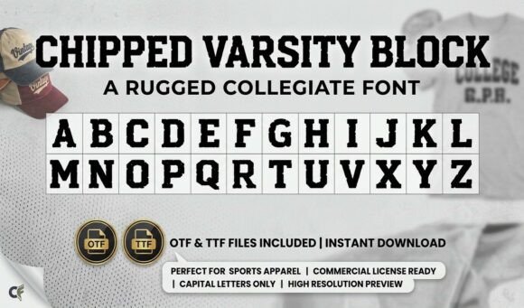 Chipped Varsity Block: Bold Vintage Typography