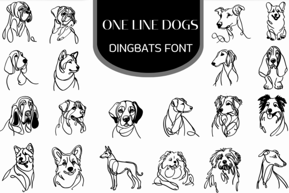 One Line Dogs: Minimalist Font for Pet Lovers