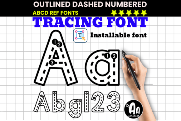 Outlined Dashed Tracing Font for Creative Learning