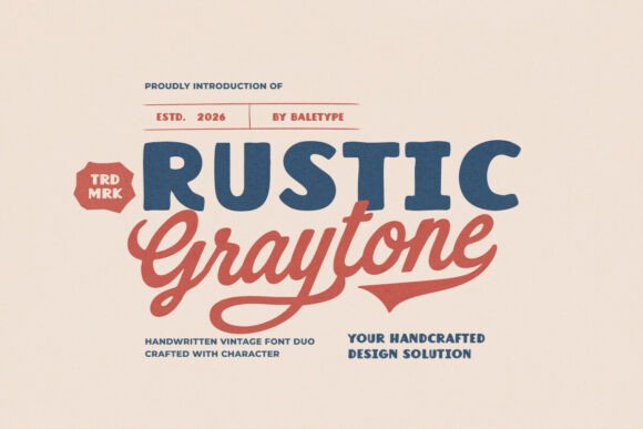 Rustic Graytone: Handcrafted Vintage Font Duo